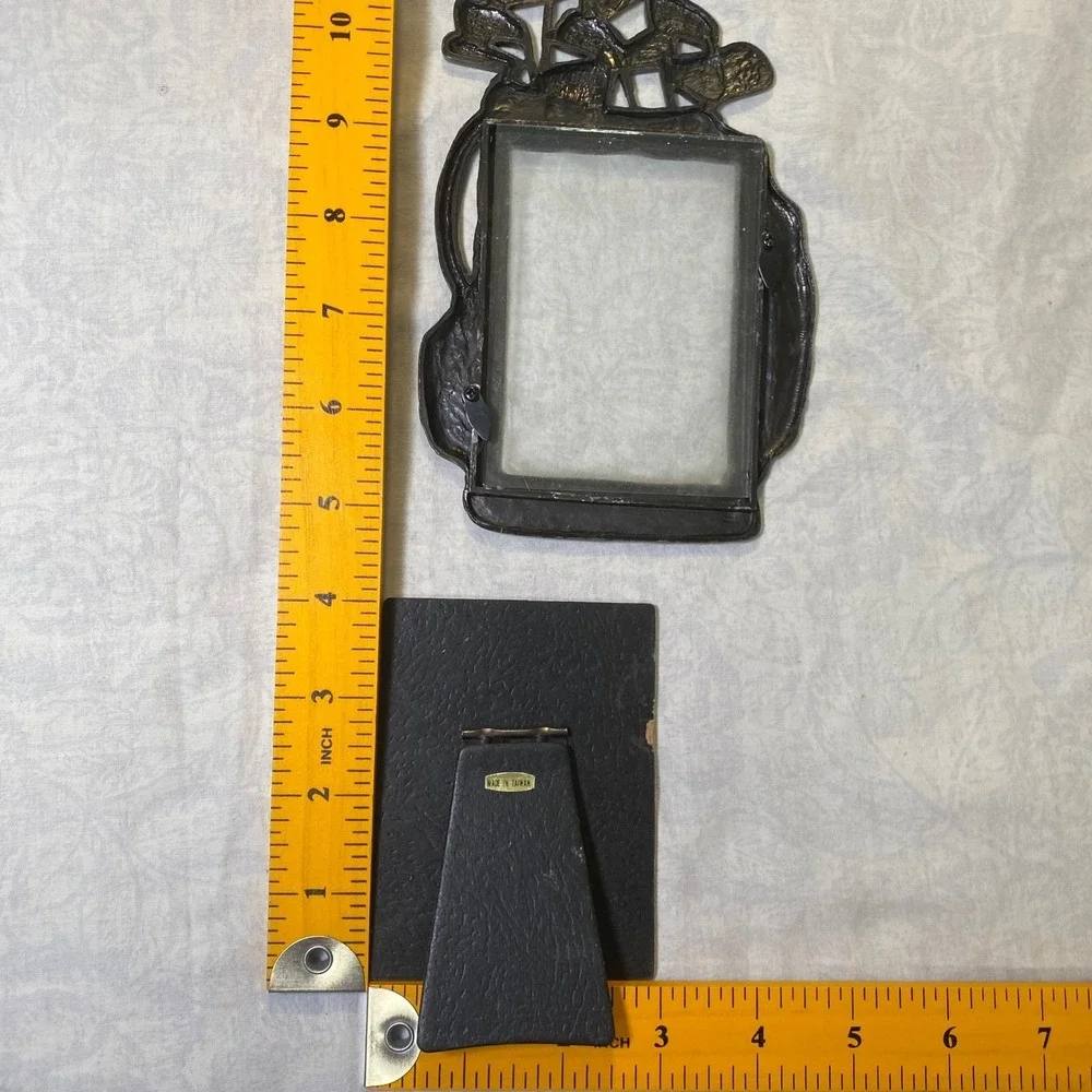 Vintage Pewter Golf Picture Frames Set Clubs‎ Bag Flag 5x3.5 3x4 Lot